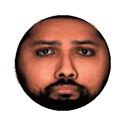 A rotating sphere with my face on it
