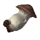 A 3D animation of an anthropomorphic mushroom flailing around on its back